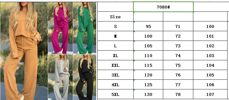 Women's Clothing 2024 Autumn New Fashion Casual Suit Solid Color Long Sleeved Suit Wide Leg Pants Long Pants Two-piece Set