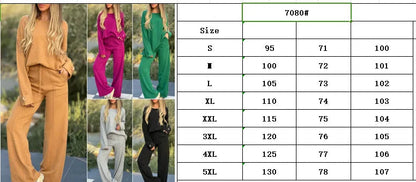 Women's Clothing 2024 Autumn New Fashion Casual Suit Solid Color Long Sleeved Suit Wide Leg Pants Long Pants Two-piece Set