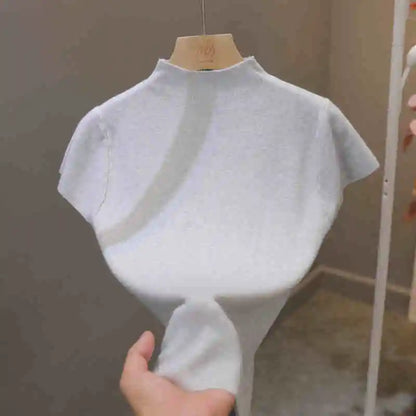Camiseta de manga corta para mujer, top ajustado, cuello redondo, de punto, estilo urbano, estilo deportivo, Y2K 2025