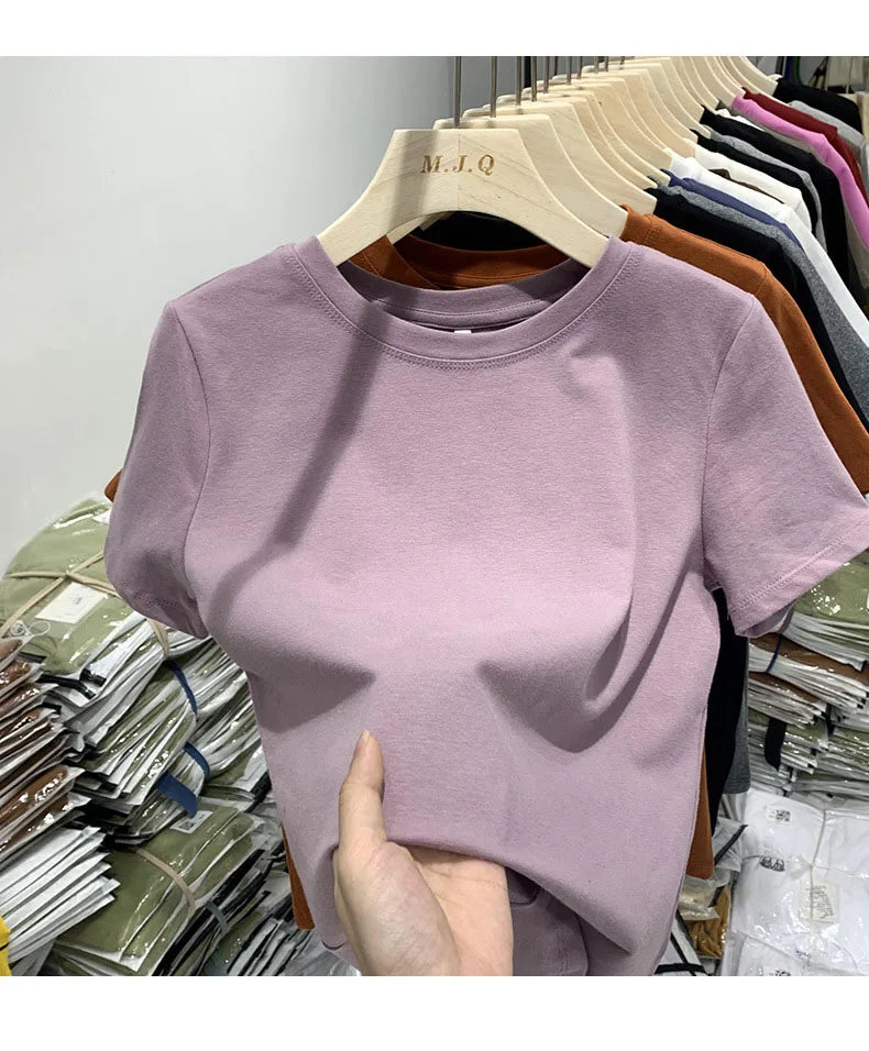 Women T Shirt Girls T-Shirt Woman Clothes Tops  Tshirt Female Short Sleeve Spring Tee Sexy Y2k Top White