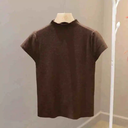 Camiseta de manga corta para mujer, top ajustado, cuello redondo, de punto, estilo urbano, estilo deportivo, Y2K 2025