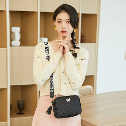 Bolsos de hombro de moda para mujer, de piel sintética, tipo bandolera, pequeños, con correa ancha