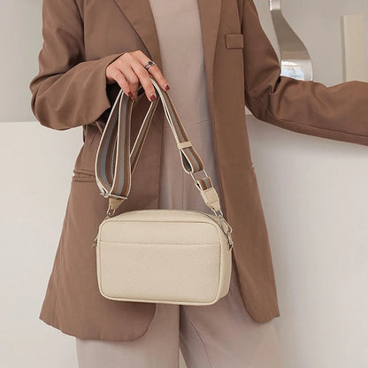 Bolsos de hombro de moda para mujer, de piel sintética, tipo bandolera, pequeños, con correa ancha