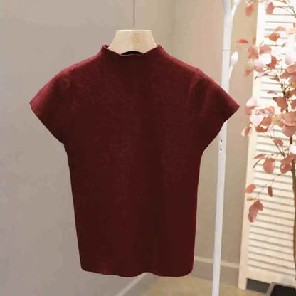 Camiseta de manga corta para mujer, top ajustado, cuello redondo, de punto, estilo urbano, estilo deportivo, Y2K 2025