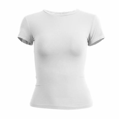 Camiseta de manga corta para mujer, top ajustado, cuello redondo, de punto, estilo urbano, sexy, deportiva, Y2K 2024, novedad 2410