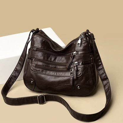 Bolso de hombro para mujer, de PU, versátil, de doble capa, gran capacidad, sencillo, estilo retro, con herrajes de alta calidad, bandolera para mujer.