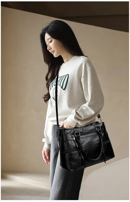 Elegant Handbag For Women High Quality Leather Top Handle Bags Purse Ladies Shoulder Crossbody Bag Casual Tote Bolso Marca Lujo