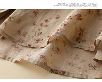 Women's Chinese Style Blouses, Cotton Linen, Short Sleeve, Print Loose Top, Vintage Ladies Clothing, Summer, New