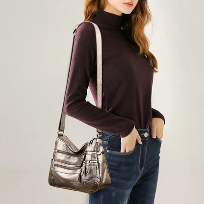 Bolso de hombro para mujer, de PU, versátil, de doble capa, gran capacidad, sencillo, estilo retro, con herrajes de alta calidad, bandolera para mujer.