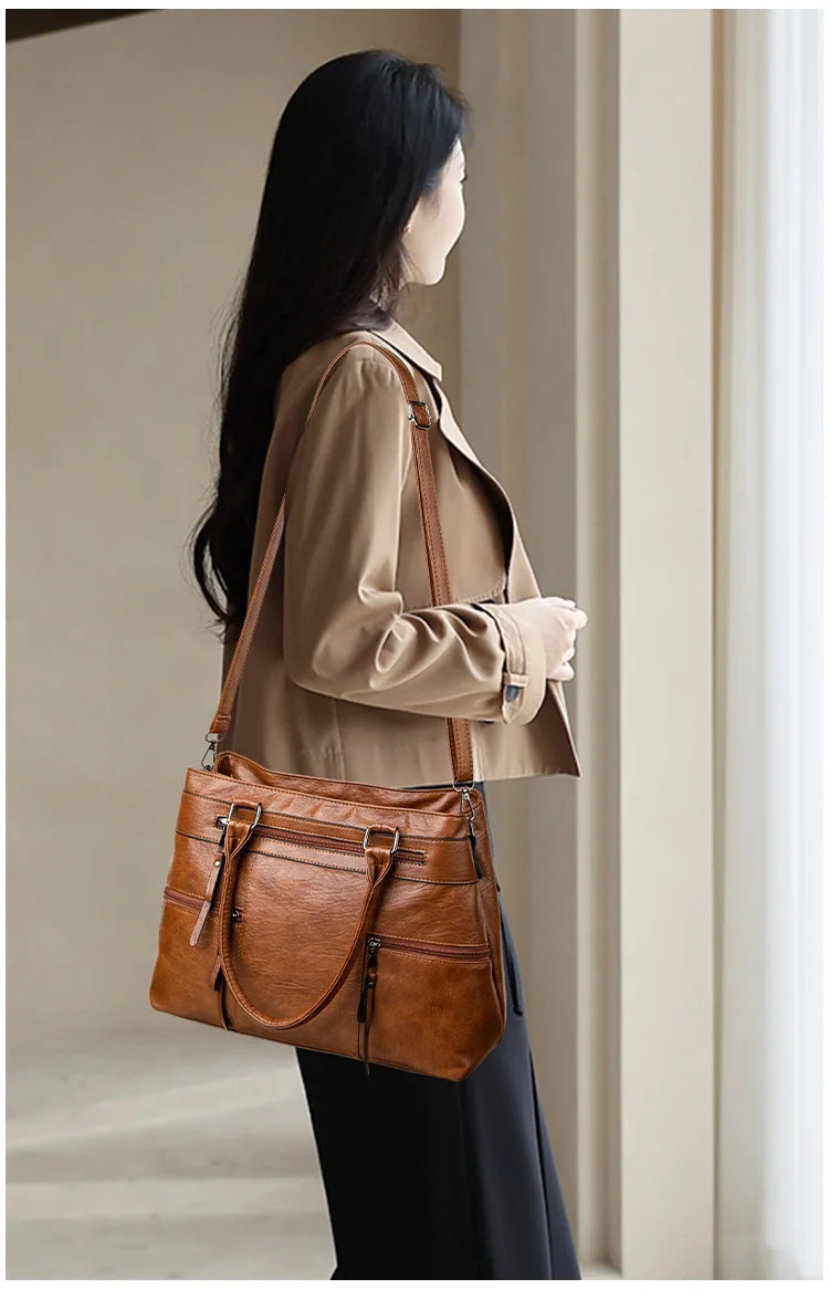 Elegant Handbag For Women High Quality Leather Top Handle Bags Purse Ladies Shoulder Crossbody Bag Casual Tote Bolso Marca Lujo