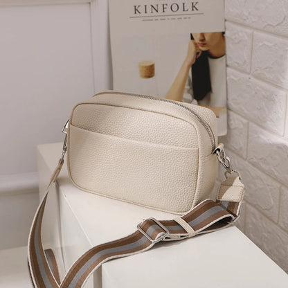 Bolsos de hombro de moda para mujer, de piel sintética, tipo bandolera, pequeños, con correa ancha