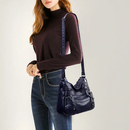 Bolso de hombro para mujer, de PU, versátil, de doble capa, gran capacidad, sencillo, estilo retro, con herrajes de alta calidad, bandolera para mujer.