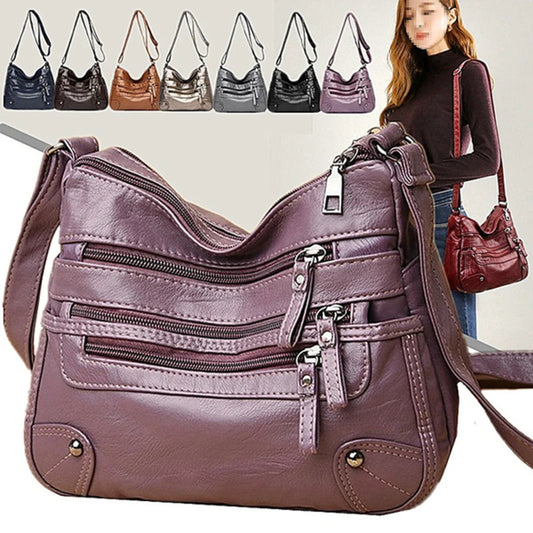 Bolso de hombro para mujer, de PU, versátil, de doble capa, gran capacidad, sencillo, estilo retro, con herrajes de alta calidad, bandolera para mujer.