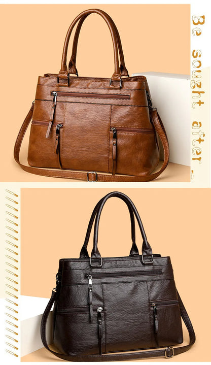 Elegant Handbag For Women High Quality Leather Top Handle Bags Purse Ladies Shoulder Crossbody Bag Casual Tote Bolso Marca Lujo