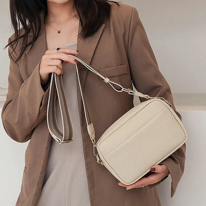 Bolsos de hombro de moda para mujer, de piel sintética, tipo bandolera, pequeños, con correa ancha
