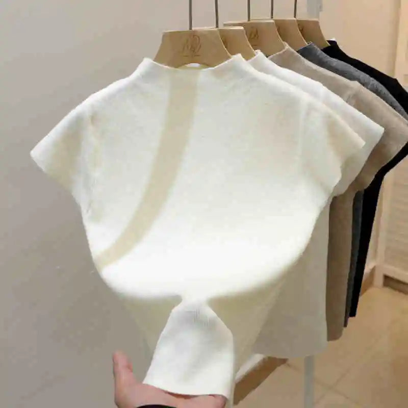 Camiseta de manga corta para mujer, top ajustado, cuello redondo, de punto, estilo urbano, estilo deportivo, Y2K 2025