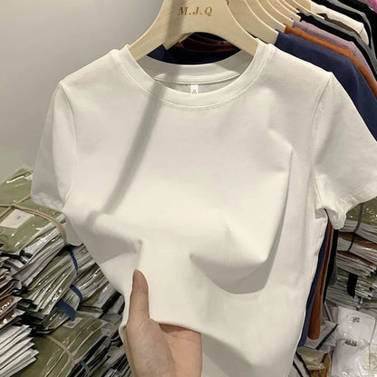 Women T Shirt Girls T-Shirt Woman Clothes Tops  Tshirt Female Short Sleeve Spring Tee Sexy Y2k Top White