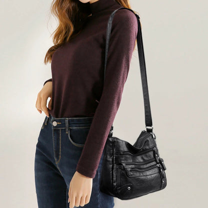 Bolso de hombro para mujer, de PU, versátil, de doble capa, gran capacidad, sencillo, estilo retro, con herrajes de alta calidad, bandolera para mujer.