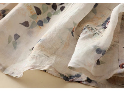 Women's Chinese Style Blouses, Cotton Linen, Short Sleeve, Print Loose Top, Vintage Ladies Clothing, Summer, New
