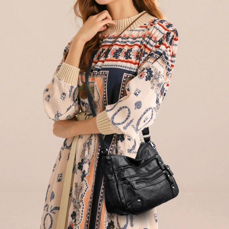 Bolso de hombro para mujer, de PU, versátil, de doble capa, gran capacidad, sencillo, estilo retro, con herrajes de alta calidad, bandolera para mujer.