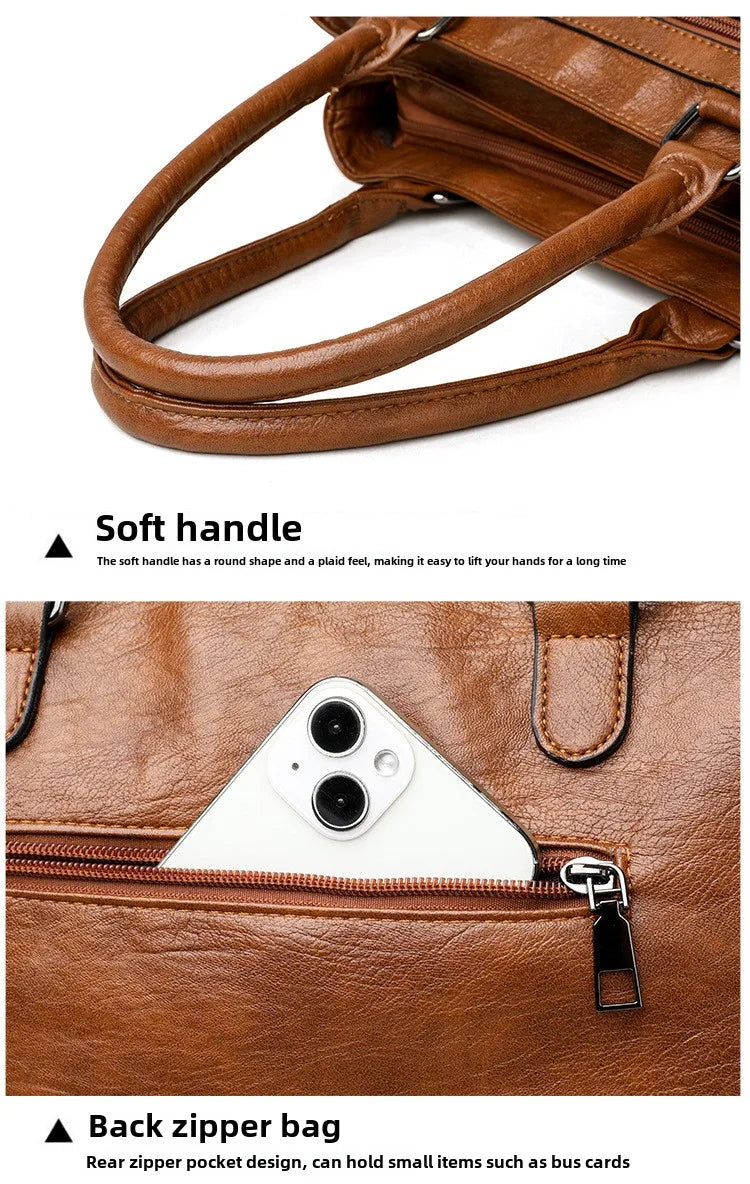 Elegant Handbag For Women High Quality Leather Top Handle Bags Purse Ladies Shoulder Crossbody Bag Casual Tote Bolso Marca Lujo