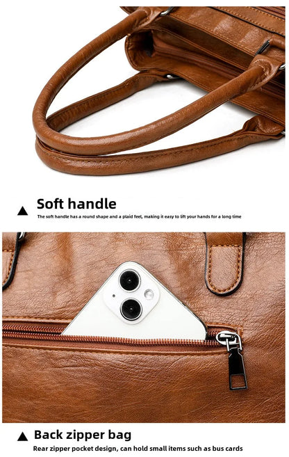 Elegant Handbag For Women High Quality Leather Top Handle Bags Purse Ladies Shoulder Crossbody Bag Casual Tote Bolso Marca Lujo
