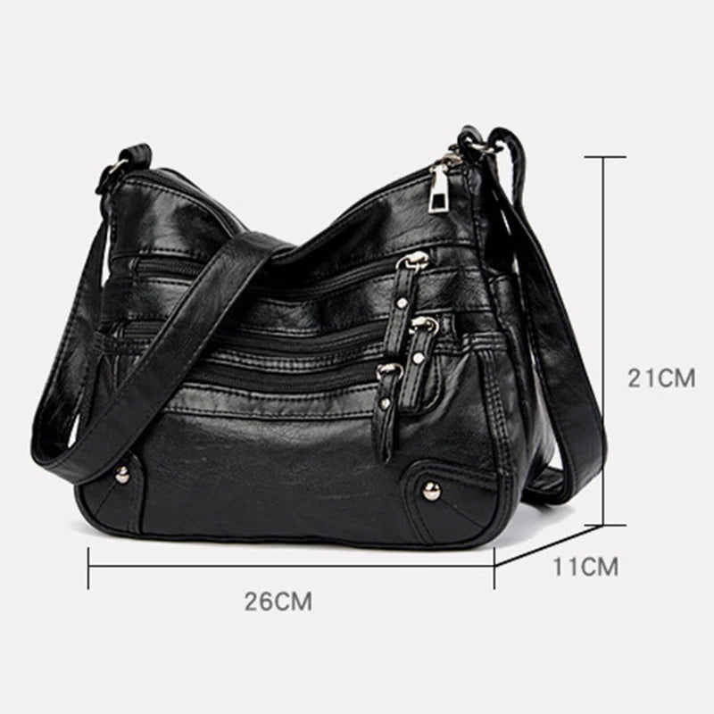Bolso de hombro para mujer, de PU, versátil, de doble capa, gran capacidad, sencillo, estilo retro, con herrajes de alta calidad, bandolera para mujer.