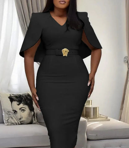 Women Dress Fashion 2023 White Cloak Short Sleeve Skinny Professional Dress for Women