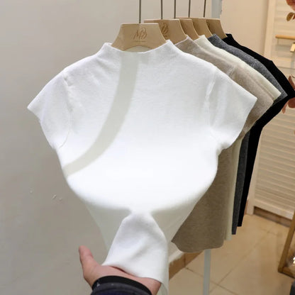 Camiseta de manga corta para mujer, top ajustado, cuello redondo, de punto, estilo urbano, estilo deportivo, Y2K 2025