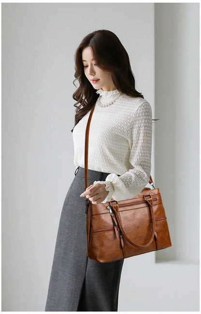 Elegant Handbag For Women High Quality Leather Top Handle Bags Purse Ladies Shoulder Crossbody Bag Casual Tote Bolso Marca Lujo