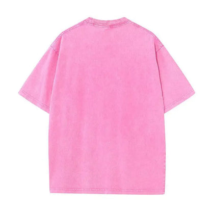 Camiseta informal de algodón lavado para mujer, con estampado de mariposas y esqueleto de noche, ropa urbana de gran tamaño a la moda para mujer