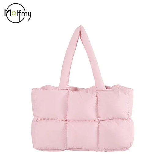 Bolsos de mano para mujer, bolso acolchado a cuadros, estilo retro, moderno, a cuadros, impermeable, de color liso, para invierno, suave, de gran capacidad.