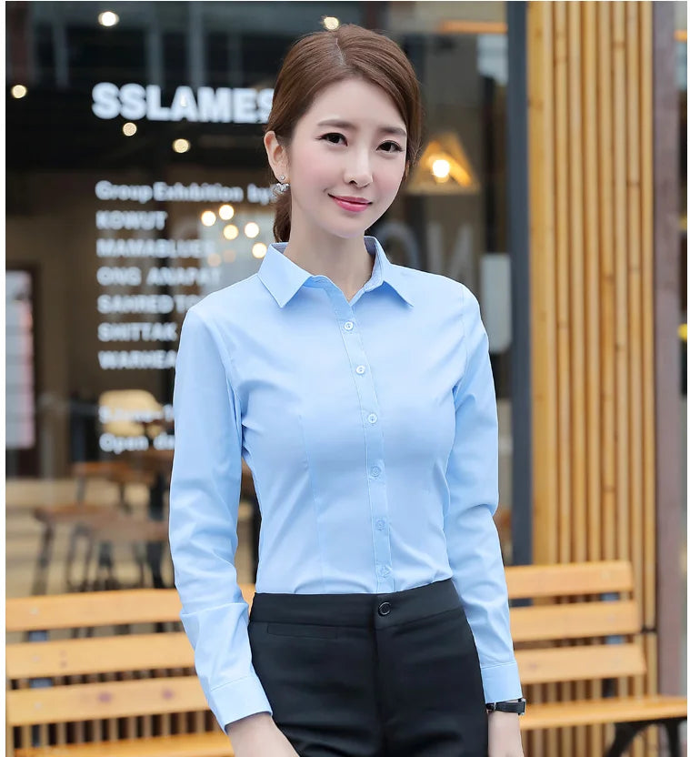 Women Shirts Blouses Women White Shirt Long Sleeve Blouse Female Tops OL Basic Shirt Blouses 2024 Fashion Elegant Woman Clothing