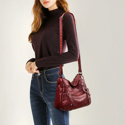 Bolso de hombro para mujer, de PU, versátil, de doble capa, gran capacidad, sencillo, estilo retro, con herrajes de alta calidad, bandolera para mujer.