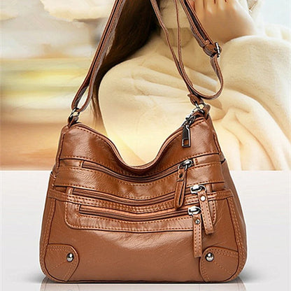 Bolso de hombro para mujer, de PU, versátil, de doble capa, gran capacidad, sencillo, estilo retro, con herrajes de alta calidad, bandolera para mujer.
