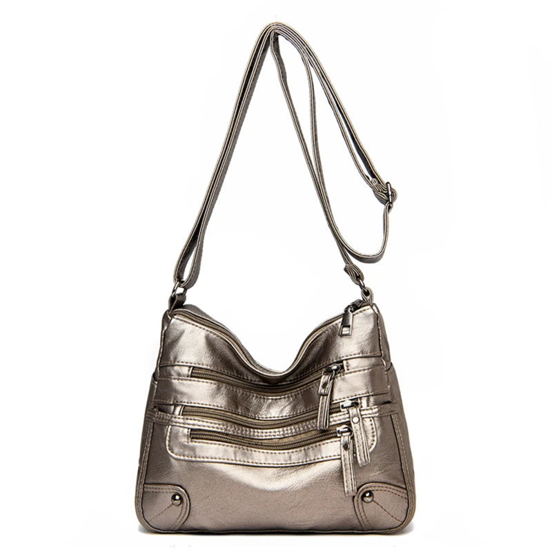 Bolso de hombro para mujer, de PU, versátil, de doble capa, gran capacidad, sencillo, estilo retro, con herrajes de alta calidad, bandolera para mujer.