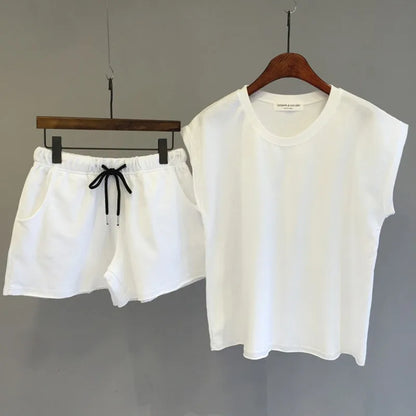 Summer Women Clothing Sets Sleeveless Vest+Shorts Two-piece Suit Korean Fashion Female Loose Outfits Ladies Casual Tracksuit